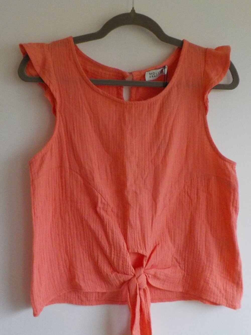 Molly Bracken Blouse - Small - NWT - Pink Cotton Sleeveless Ruffle (774)